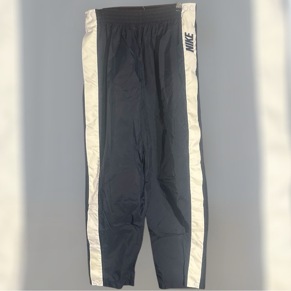 VTG Nike Tear Away Track Pants L Black Snap Up Retro 90' windbreaker HTF *READ** - Picture 1 of 11